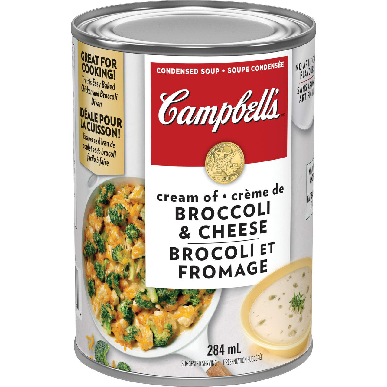 Campbell's Broccoli Cheese Soup, 284ml/9.6oz. Can Left Angle